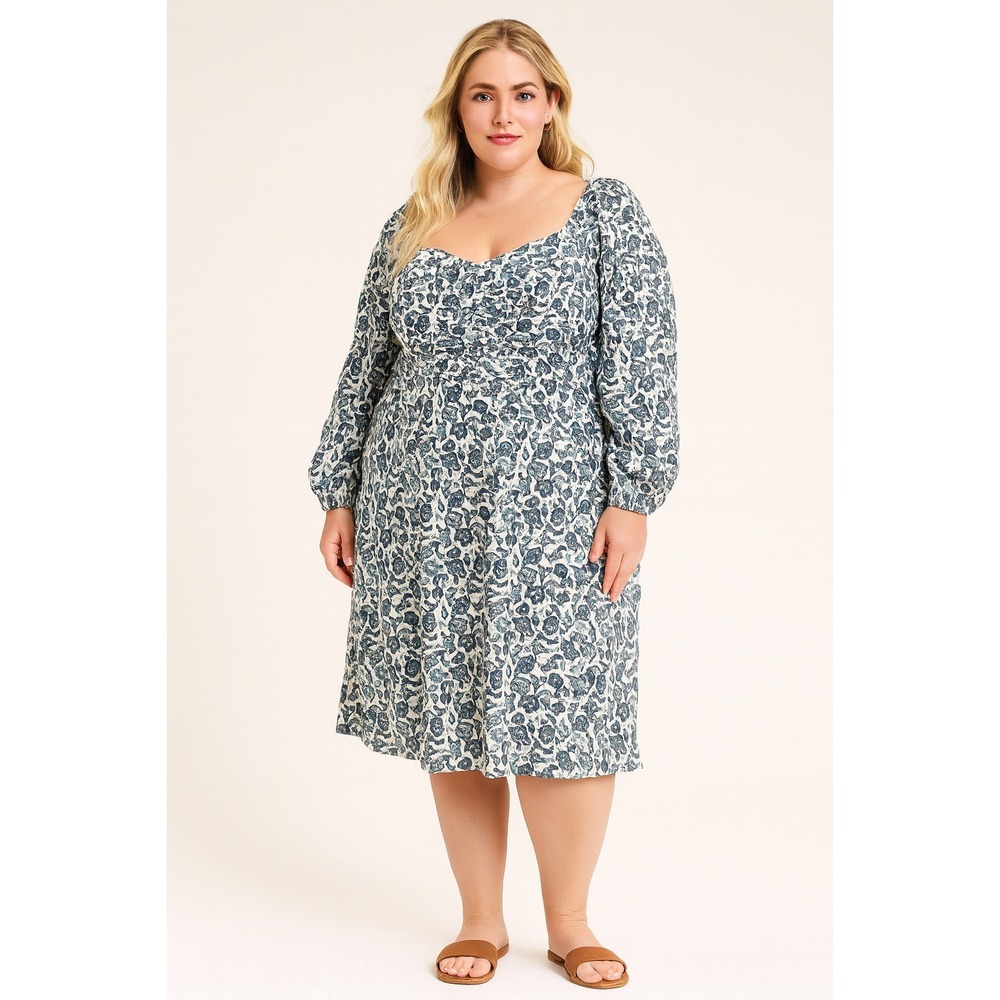 Boden Blue and White Floral Mini Dress